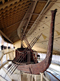 Solar Boat    This cedar boat is one of two found by the Great Pyramid at Giza, intact but dismantled. It took 12 years to reconstruct it. There is another one still in its original pit, and there were three additional pits on the other side that were emp