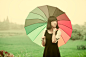 雨中彩虹伞 - 人像, 小清新, 美女, 校园, 日系, 佳能, 可爱, 少女 - 幸福时间 - 图虫摄影网