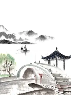 素材分享｜水墨风江南水乡古镇插画海报