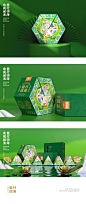 端午节粽子礼盒包装设计，龙舟，国潮手绘插画