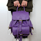 vintage-lisa定制 时尚欧美手工头层荔枝纹紫色复古双肩包女包 原创 设计 新款 2013