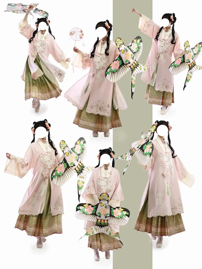 拍照姿势｜古风插画少女感动作春日集—纸鸢...