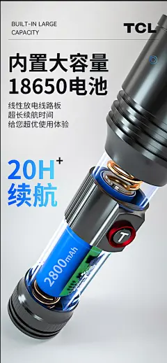 【TCLTCS07】TCL强光变焦手电筒超远射爆亮隐藏式type-c可充电式迷你家用便携LED灯户外骑行灯应急灯TCS07【行情 报价 价格 评测】-京东