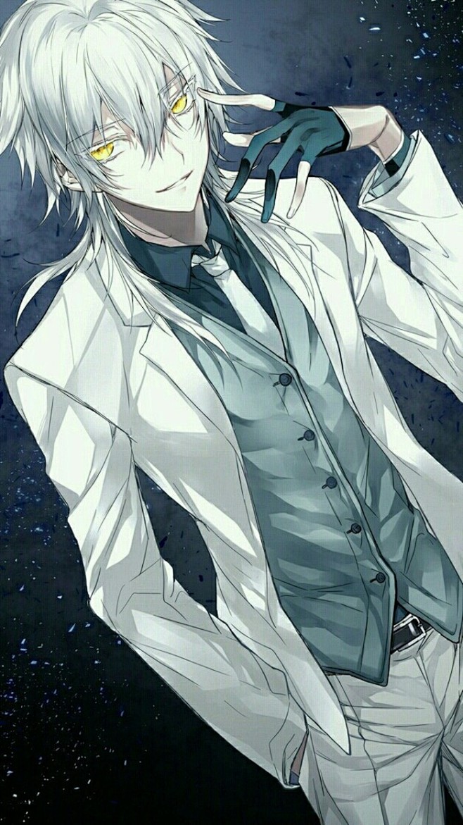 此间少年二次元美少年刀剑乱舞鹤丸国永冷色调白色系制服控手机屏保