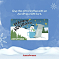 Photo by AeroPress Coffee Maker on December 22, 2023. May be an image of coffee maker, card and text that says 'Give the gift of coffee with an AeroPress Gift Card. HONDAY HOLIDAYS AeroPress ® : 1 AeroPress AeroPress'.