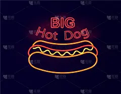 巨大的,布告,热狗,霓虹灯,商务,热,事件,食品,番茄酱,狗