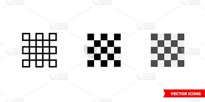 Transparency icon of 3 types color, black and whit