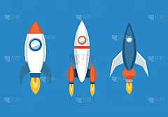 图标集,蓝色背景,火箭,在上面,太空交通工具,新创企业,太空船,幻想,天文学,设计
