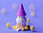 Castle game asset game design design cinema4d forest game building fantasy illustration cartoon low poly isometric room game lowpoly octane cinema 4d c4d 3d isometric