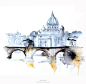 水彩城市 City watercolor paintings by PortLove