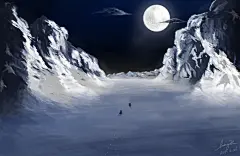 第一次画大面积的雪，发现并没有想像的那么简单，另外一直不太会画山，看来还得继续看教程。。。