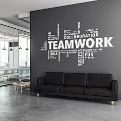 Decorate your office space with this teamwork motivational wall decal. The decal is suitable for any flat surface like walls, glass, furniture etc. It is perfect to add a touch of colour on those blank walls in the waiting room, office, conference and mee