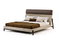Fabric double bed with upholstered headboard SLAB by Domkapa