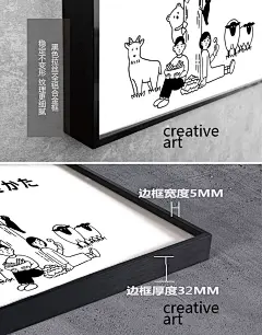 JAPAN日本Noritake挂画餐厅客厅卧室ins风挂画卡通黑白创意装饰画-淘宝网