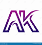 Creative AK Logo Icon Design Stock Vector - Illustration of alphabet, blue:  231981022