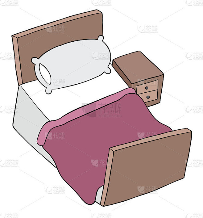 卧室和床的卡通矢量插图