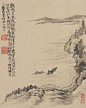 鸡鸣月未落，钟散寒潮清。结伴丛霄游，问舟秋水行。江空塔孤见，树开峰远晴。幽意一林静，起我长松情。
（清 石涛 金陵怀古册页之一）