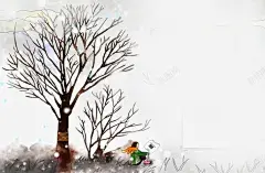 冬日风景水彩手绘插画 页面网页 平面电商 创意素材