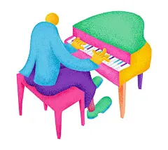 pianist png sticker colorful musician flat graphic