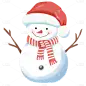圣诞节手绘插画-雪人