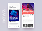Newz - App UI iphone x blog color minimal design swipe news cards app ios ui daily