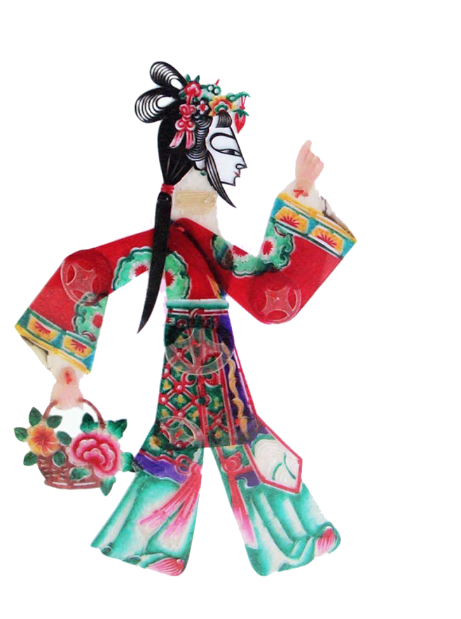 中国风传统民间艺术国粹皮影纸人复古服饰人...