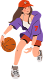 大学生文娱活动插画-打篮球的女孩