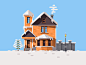 Day View Illustration of Winter House