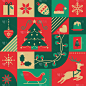圣诞几何背景，节日图标，无缝图案
