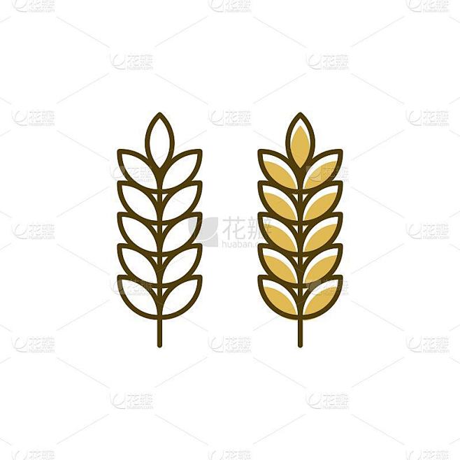 农业小麦水稻矢量图标设计