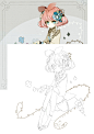 美少女动漫线稿+彩图
