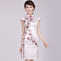 2014新款夏装旗袍裙 女士短款复古唐装时尚改良丝绸旗袍连衣裙-tmall.com天猫