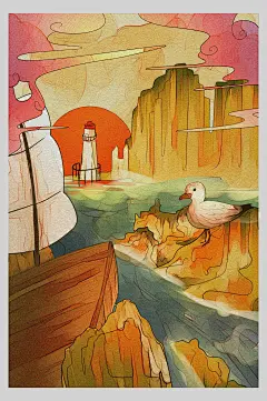 中式国潮风典雅手绘插画