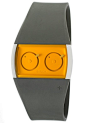 Grey/mustard yellow Philippe Starck watch