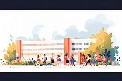 开学季扁平风插画-图巨人