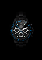 Daytona BlackPearl, digital Rolex - Vector illustration : CASE40 mm18 ct white gold - black ceramicWaterproof 100 metres/330 feetMOVEMENTMechanical, self-winding, chronographFUNCTIONSTachymeter, argon case, digital modeCircuit court, speed racingTactile s