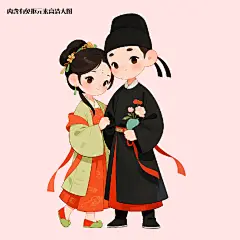 古风插画情侣免抠元素(点击左下角下载源文件)