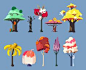 trees, illustration, candy, banana, fruit, game