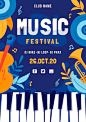 Music festival poster with piano keyboard