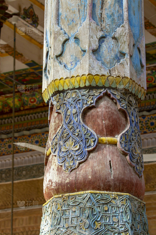 清真寺,木制,雕刻物,中国,柱子,身体绘...