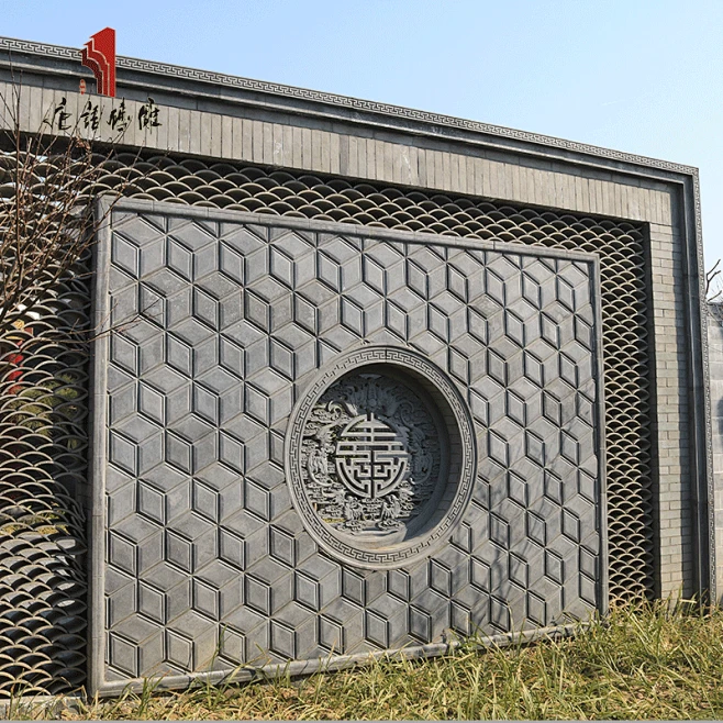 唐语旧青砖砖雕中式古建仿古砖雕浮雕影壁墙照壁庭院圆形回纹线条-tmall.com天猫-花瓣网