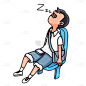手绘-描边通勤人物插画贴纸3