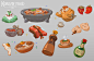 Korean food, Camille Peyrebere : Last week, we did some props design (at Artside game art school). I decided to work on korean food !
The idea was, while fitting the Saltenpepper art direction, to create a pile of props.
Big thanks to Alexandre Diboine fo