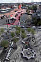 丹麦哥本哈根超级线性广场公园景观鸟瞰图
