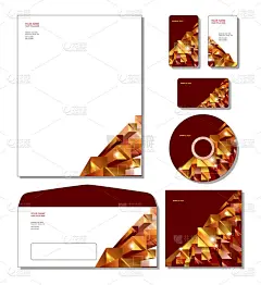 企业标识模板矢量-信笺抬头、 名片、 cd、 cd 封面、 信封.