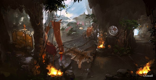 CGwall游戏原画网站_山壁上的虎皮大...