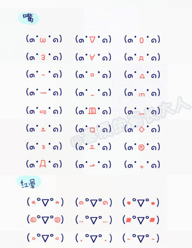 手绘颜文字中的嘴型和红晕符号合集来自
