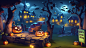 00035-2631493252-letter paper,halloween,trick or treat, pumpkin,night,purple atmosphere,cartoon,no humans, scenery,  _hypernet_mhjy_0