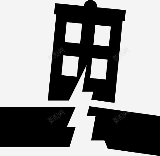 地震建筑物倒塌灾害地面图标高清素材 倒塌...