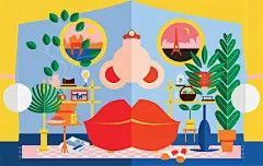 【插画家Kiki Ljung的彩色插画作品】
　　现居巴黎的插画家Kiki Ljung，毕业于英国Central Saint Martins大学。拥有意大利和瑞典血统的她，擅长将奔放的意式与简约北欧风融合在一起，用饱和的色彩和图腾意象的线条进行创作。